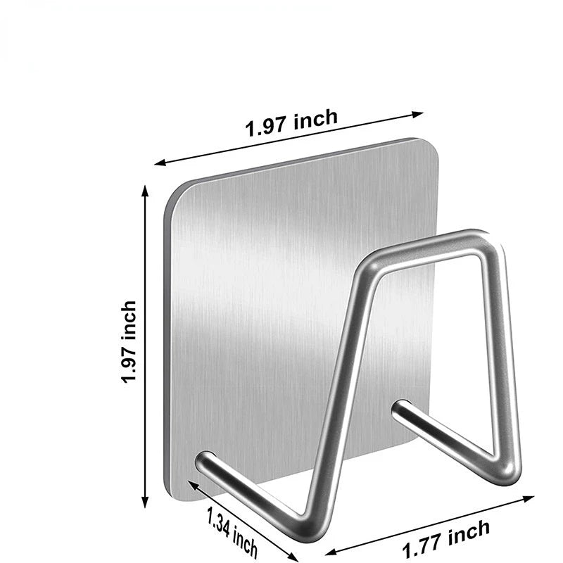 1/2Pcs Sponge Holder Sink Caddy SUS304 Stainless Steel Strong Adhesive Hook Storage Holder Waterproof Rustproof Hook for Kitchen Silvery Large Size