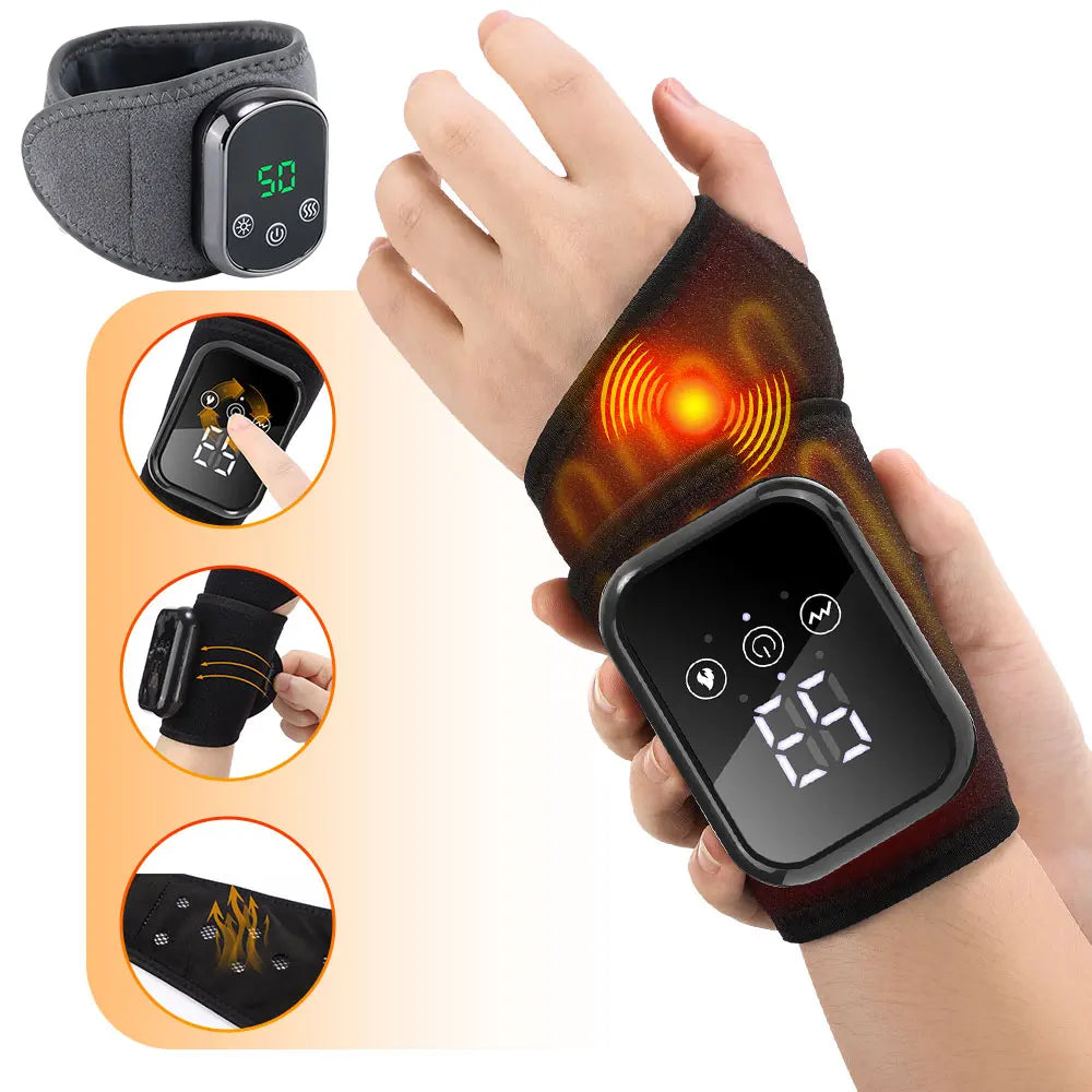 Electric Heated Wrist Massager Brace with Vibration – Rechargeable Wrist Support for Carpal Tunnel, Tendonitis & Pain Relief