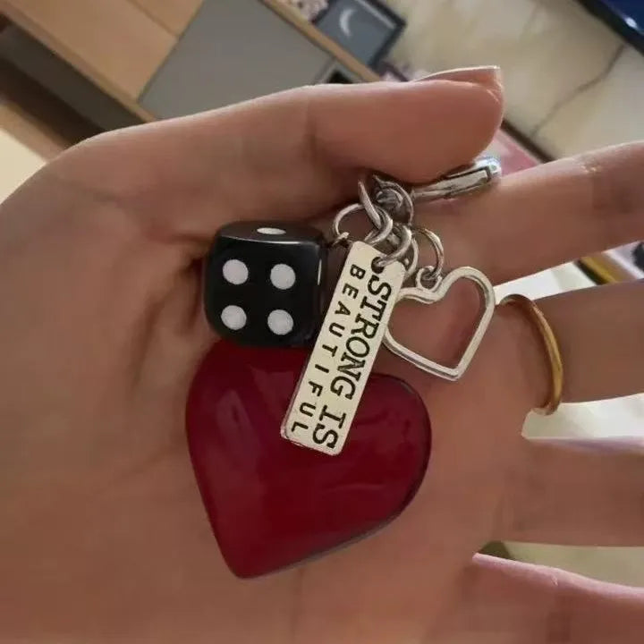 Keychain Y2K Red Heart-shaped Pearl Valentine Day Gift New Design Spurse Bag Charms Car Goth Vintage Cute Keychain Accessorie