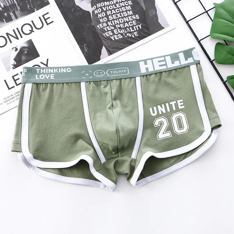 1/3/4 PCS Men's Underwear Boxer Shorts Sexy Panties Cotton Boxers Sports Comfort Man Underpants Shorts Homme U Convex Lingerie PD3205-Green