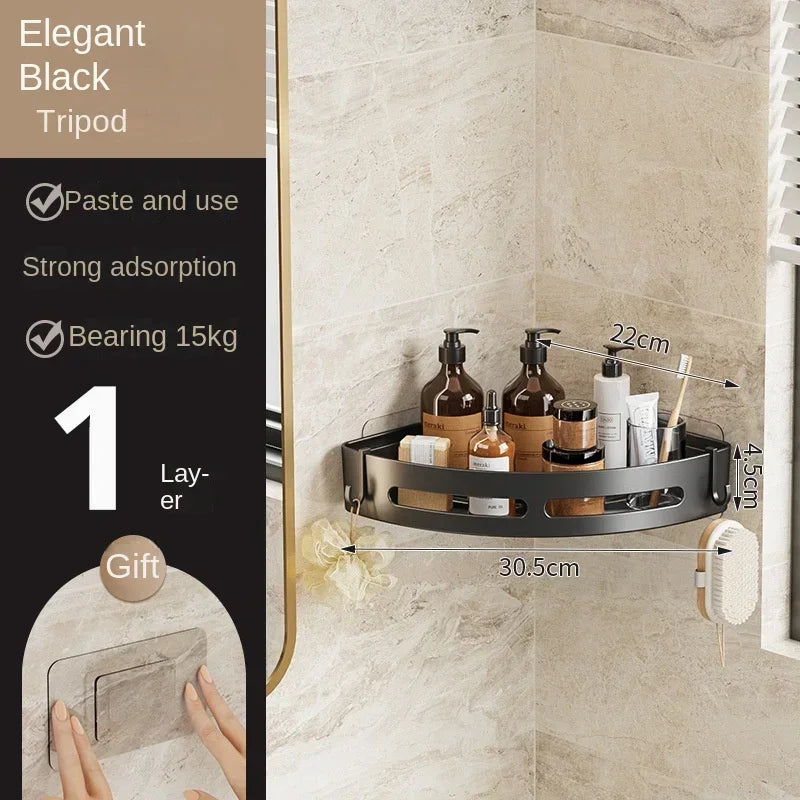 No Drill Plastic Bathroom Shampoo Shelf for Shower Walls