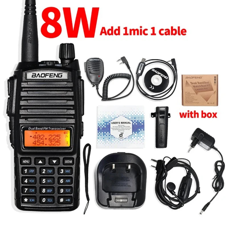 Baofeng UV-82 Walkie Talkie Dual Band 5W/8W FM Radio 10km Range, Outdoor Use - Dicrodelights