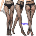 Women Sexy Fishnet Tights Jacquard Weave Seamless Pantyhose Yarns Garter Grid Fish Net Stockings Black Spider Gothic Lace Tights V6006 One Size