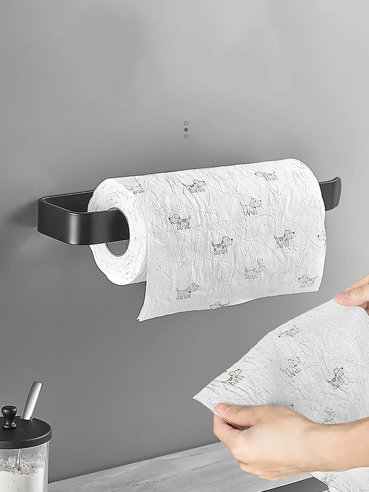 Acrylic Wall Mounted Toilet Roll Holder in Black or White Long black