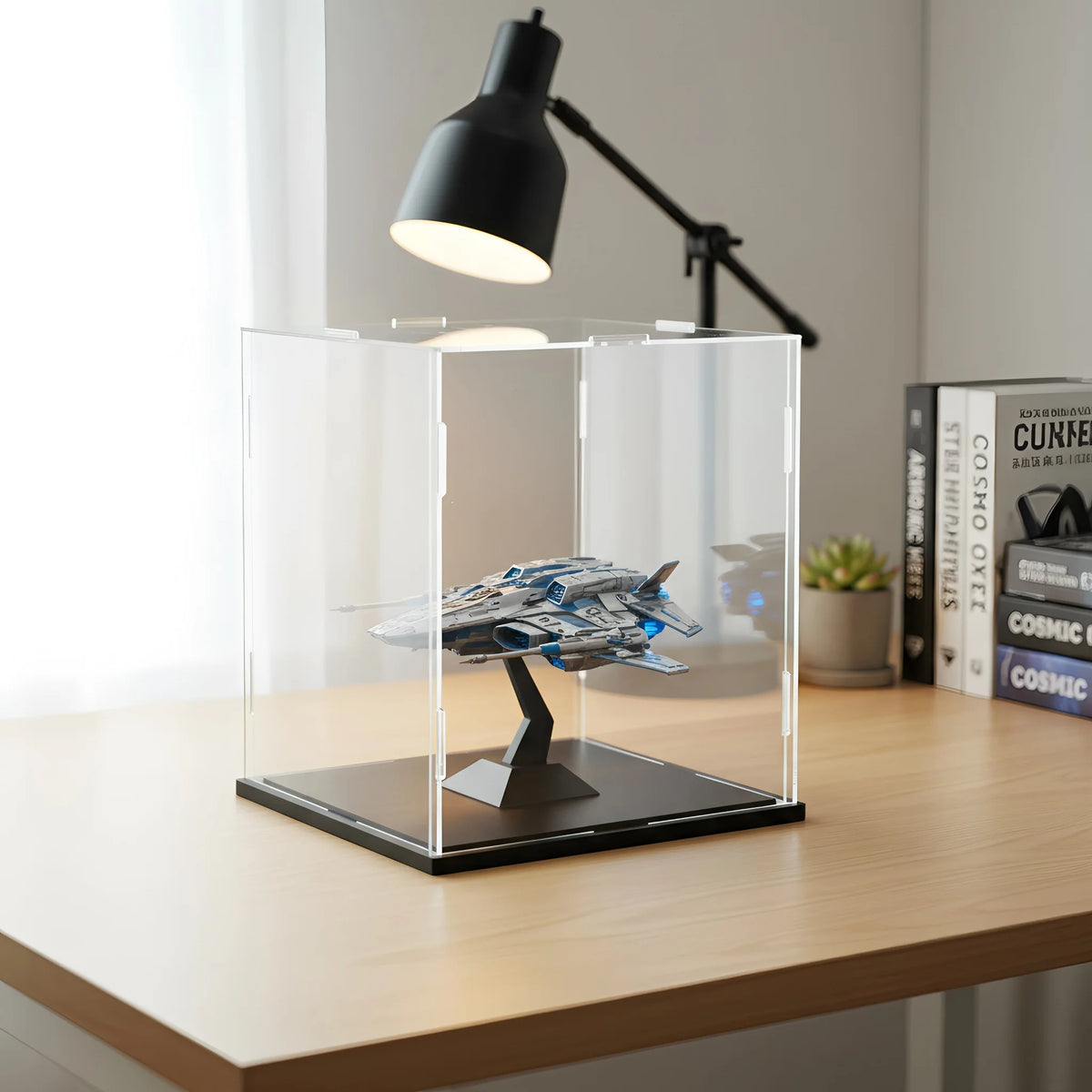 Acrylic Model Display Case with Black Base for Collectibles