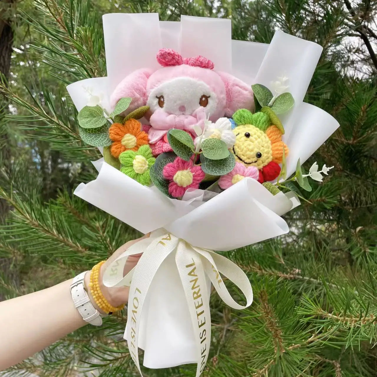 Cartoon My Melody Kuromi Cinnamoroll Kt Cat Plush Doll Toy Bouquet Gift Box Valentine's Day Christmas Graduation Gifts 12-32cm