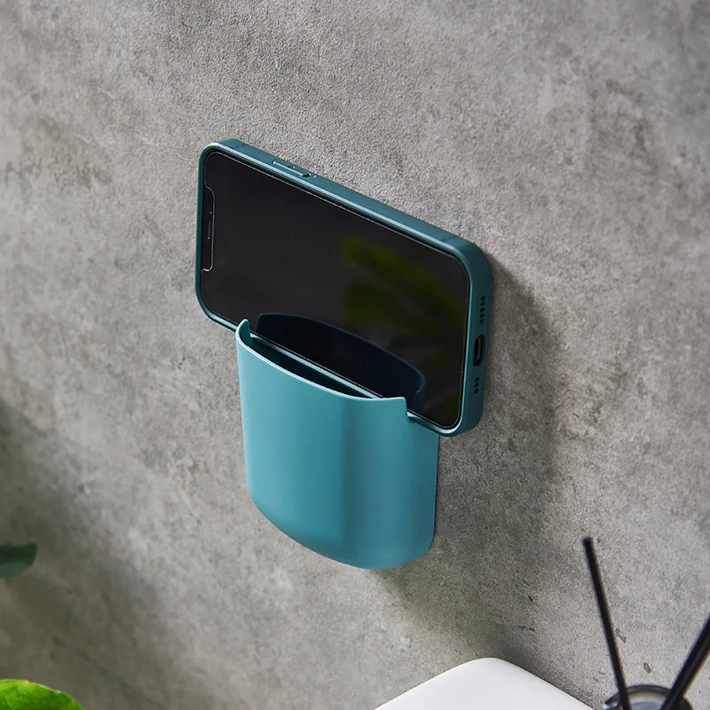 Bedside Wall Phone Holder for Charging and Remote Storage