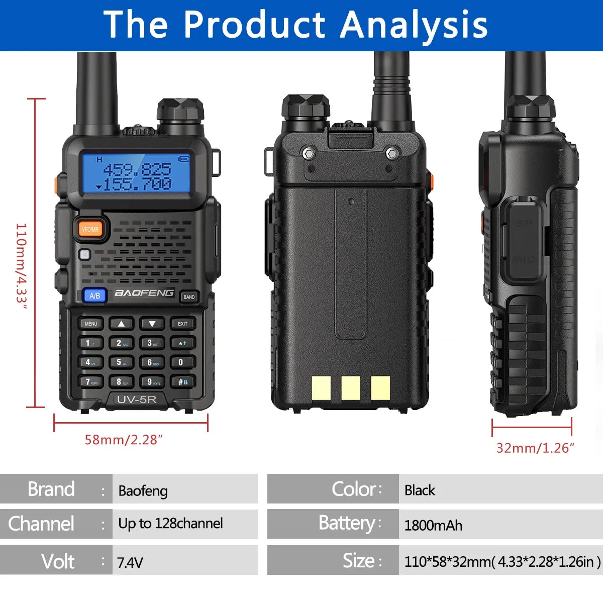 Baofeng UV-5R Walkie Talkie 5W/8W Dual Band Long Range Two-Way Radio VHF UHF CB Ham Transceiver - Dicrodelights
