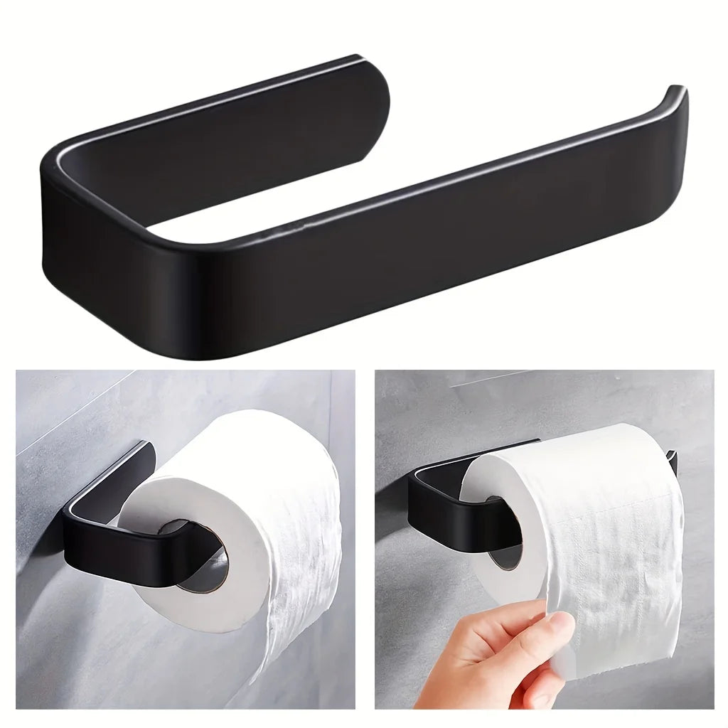 Wall-Mounted Toilet Roll Holder in Black or White, 3 Pack