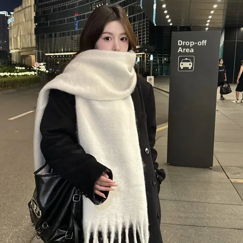 Women's Cashmere Winter Scarf – Thick Knitted Warm Shawl