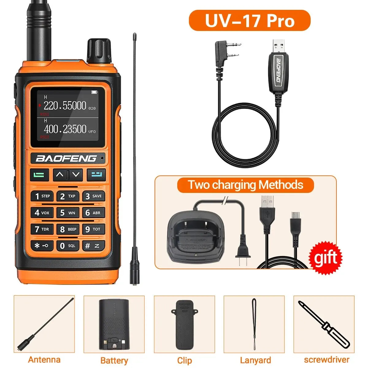 Baofeng UV 17 Pro Walkie Talkie Long Range 16KM Type-C Charging Waterproof - Dicrodelights