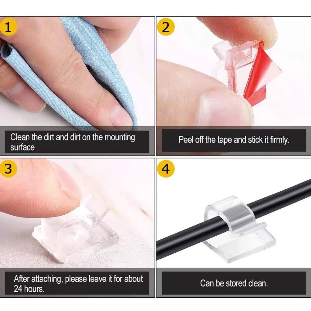 Self Adhesive Acrylic Cable Clips for Desk Lead Routing