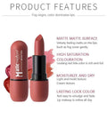 6-Color Matte Lipstick: Velvet Lip Color, Smooth, Waterproof, Long-Lasting Color Lip Makeup