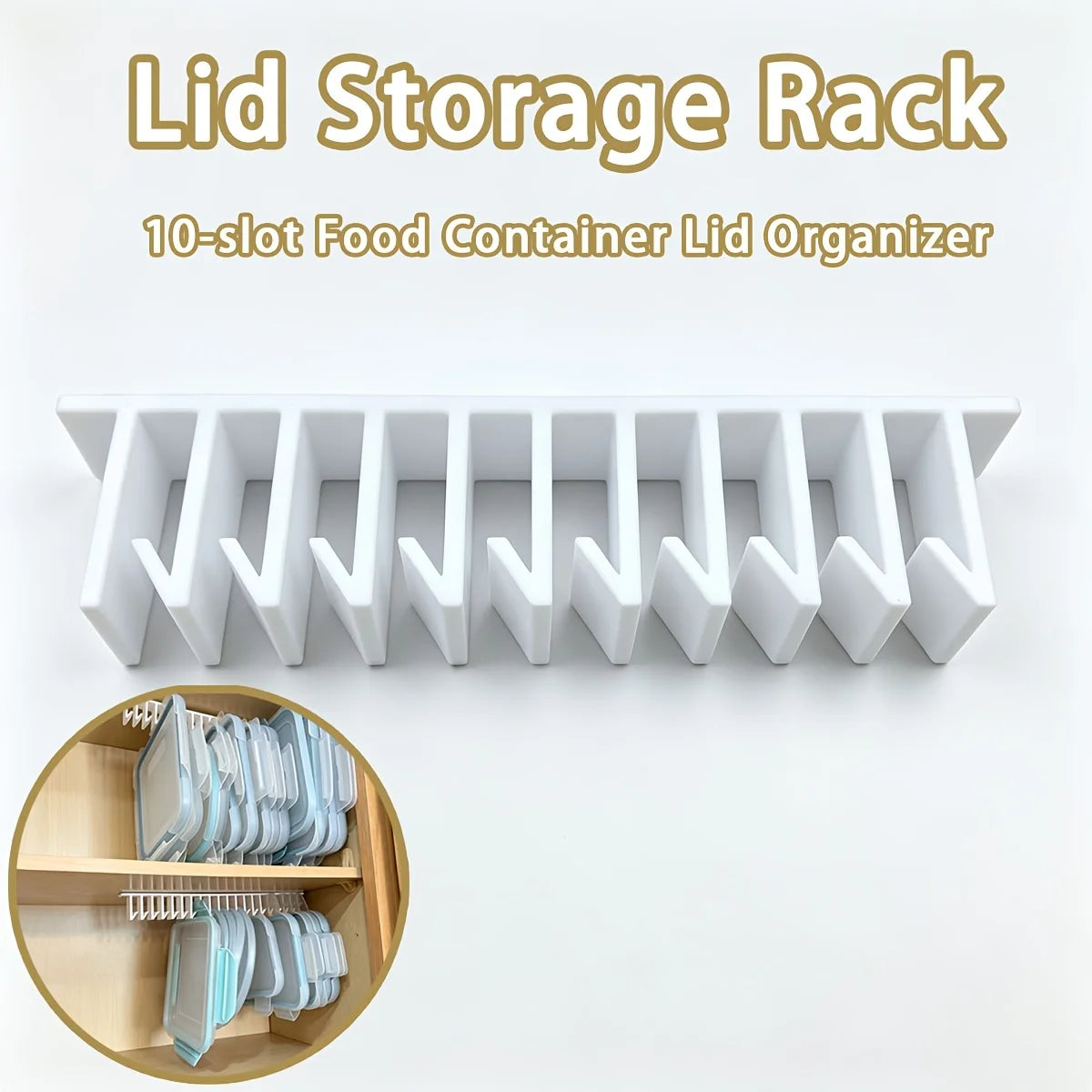 Under-Shelf Lid Organiser for Kitchen Food Containers