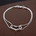 925 Sterling Silver Bracelet Heart High Quality Romance Chain For Woman Men Fashion Engagement Party Wedding Jewelry Gift DY AB063