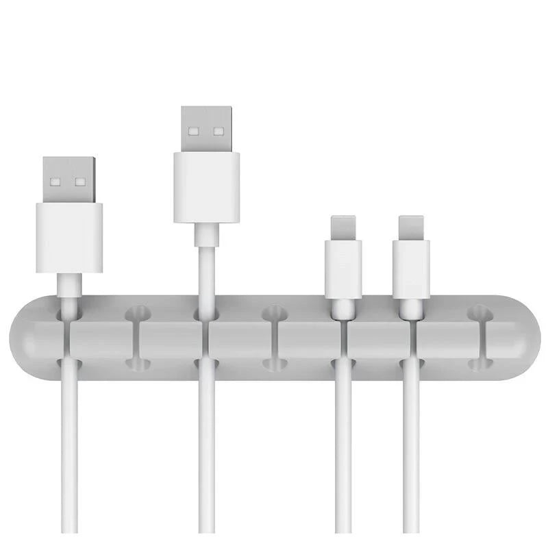 Self Adhesive Silicone Cable Holder for Desk Charging Leads gray 7 Channel