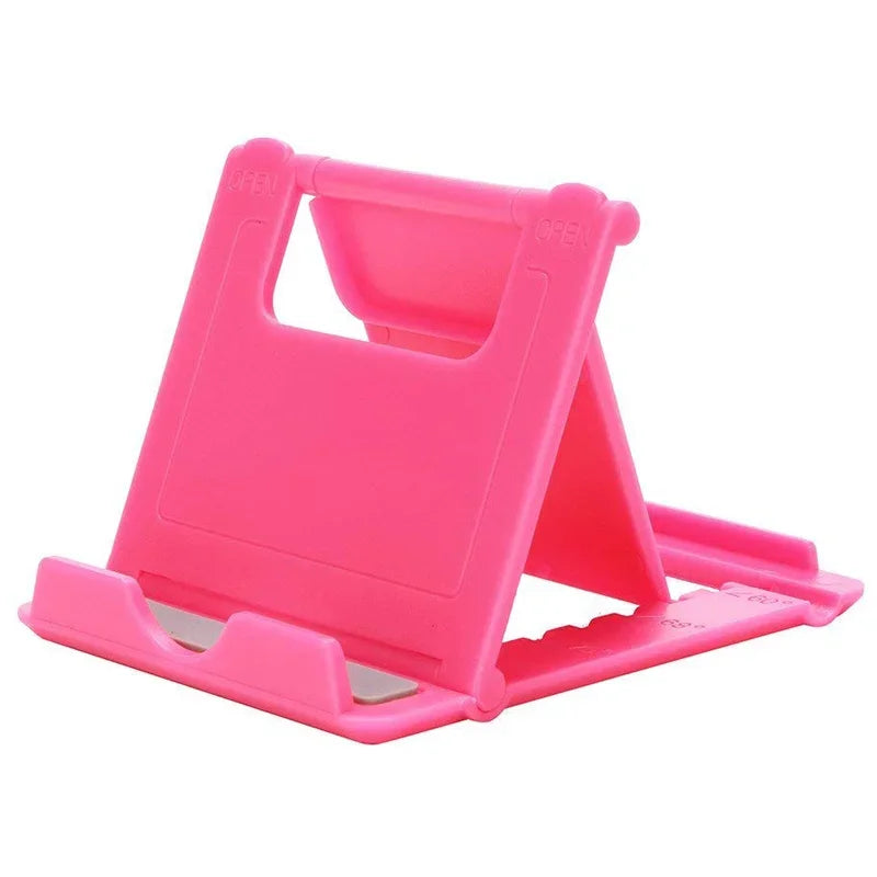 Adjustable Folding Plastic Phone Stand for Desk Viewing Pink