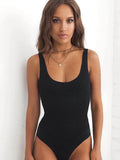 White Strappy Bodysuit Sexy Backless Ribbed Bodysuit Romper string femme sexy Sleeveless Tank Top gloved bodysuit Body Female