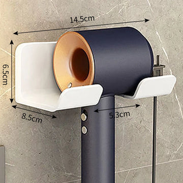 Wall Mounted Non Perforated Hair Dryer Storage Rack Bathroom Hair Dryer Storage and Placement Rack Multi Functional Storage Rack A-White-1pcs