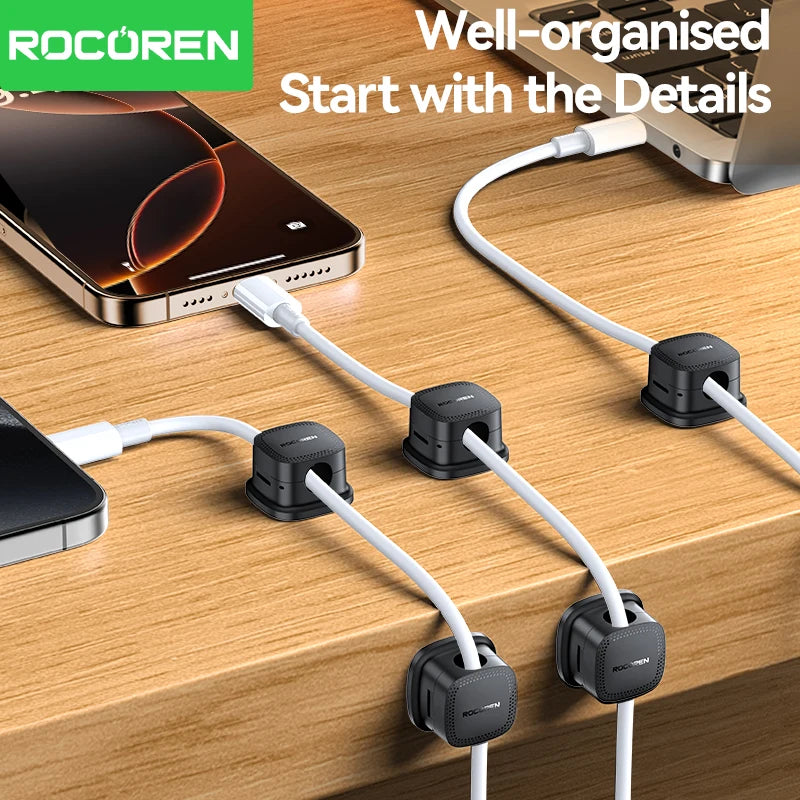 Self Adhesive Magnetic Desk Cable Clips for Charging Leads