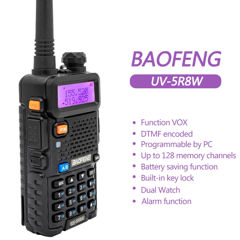 Baofeng UV-5R Walkie Talkie 8W Dual Band VHF/UHF Two-Way Radio, Long Range, FM Radio - Dicrodelights