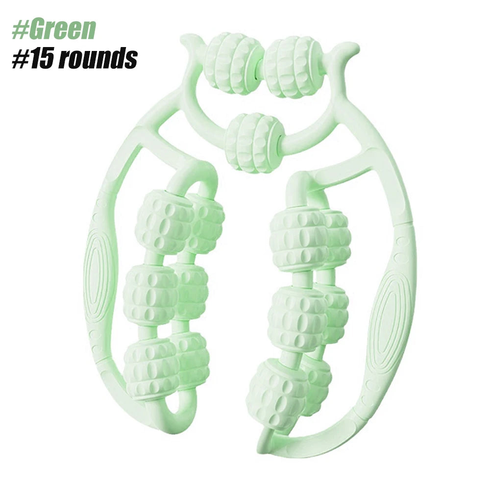 Leg Massager Multi-functional 12 Wheels Full-coverage Massage Roller for Arm Waist Leg Muscle Relaxation Manual Massage Machine Green-15 rounds