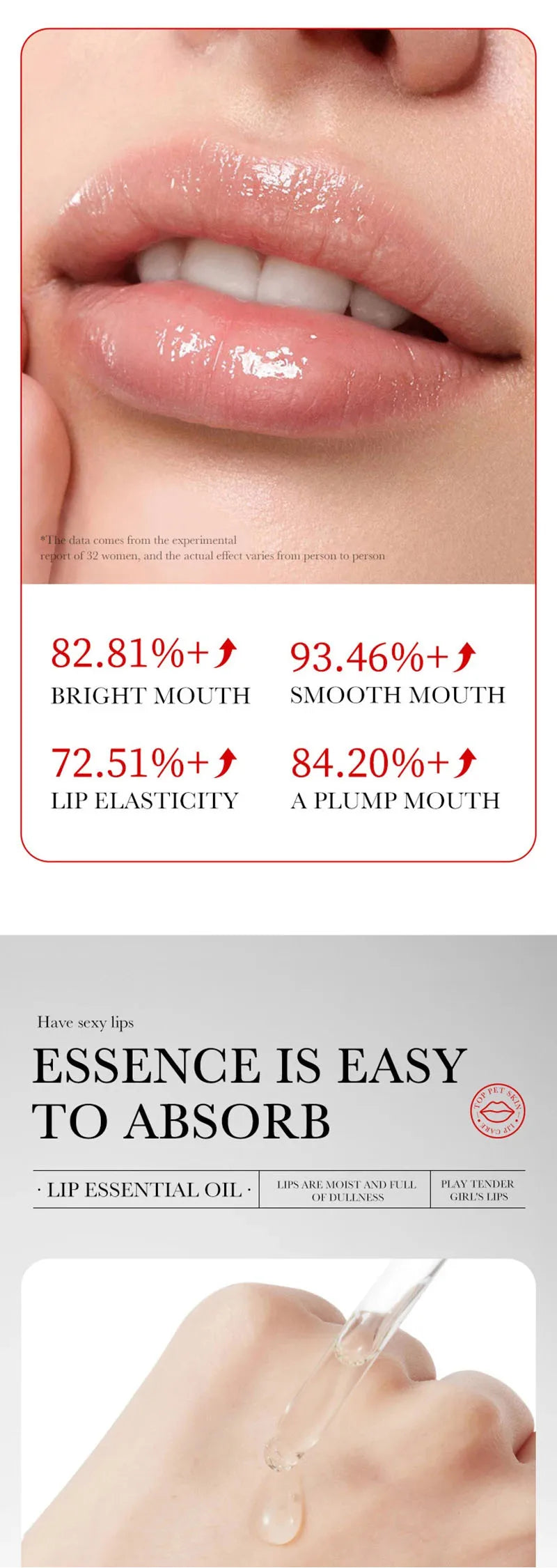 Lip Booster Plumping Serum Oil Hyaluronate Acid Moisturizing Sexy Enhancer Non-Irritating Brighten Fade Lines Plump Products