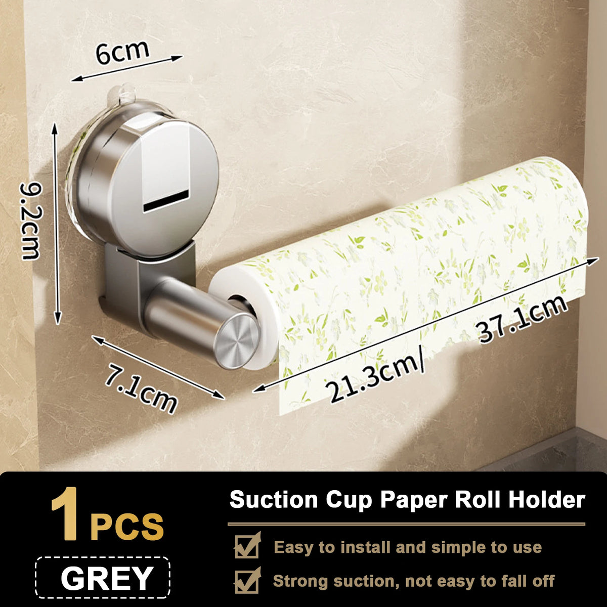 Paper Towel Holder Self Adhesive Toilet Roll Paper Holder No Punching Kitchen Bathroom Lengthen Storage Rack Grey Black White 1 Pcs Grey