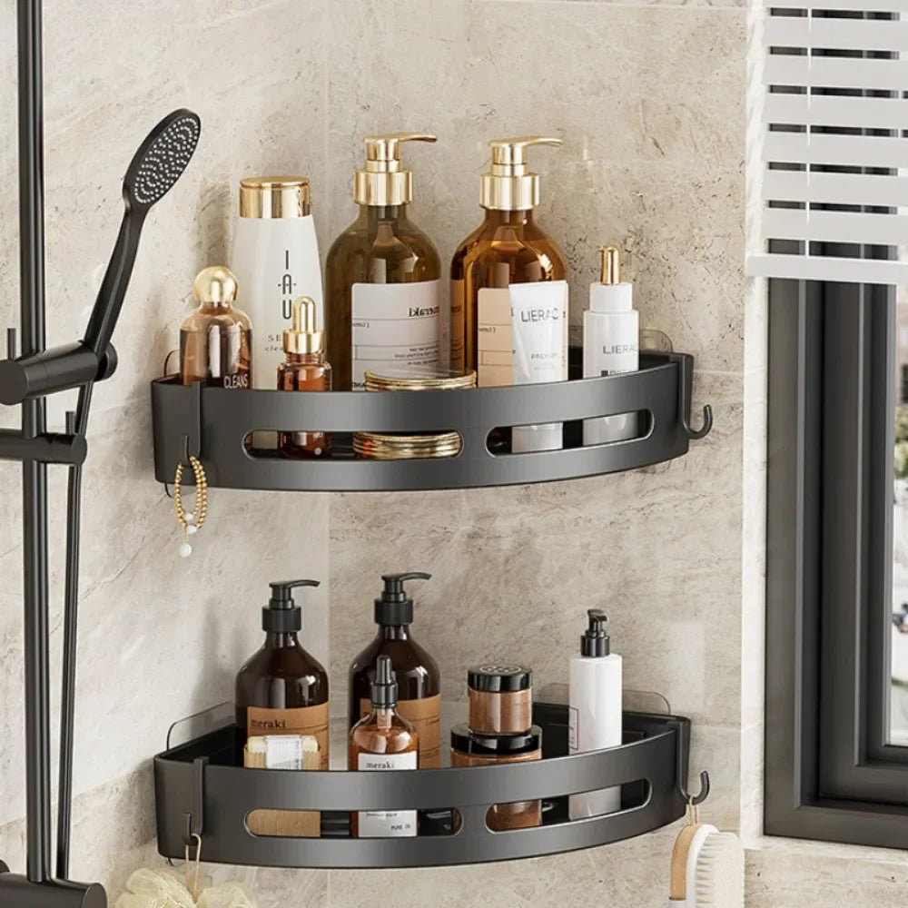 No Drill Plastic Shower Shampoo Shelf for Bathroom Walls