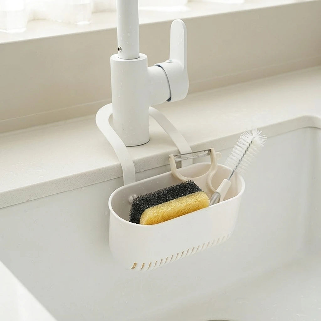 White PP Sink Drainer Basket for Sponges and Brushes