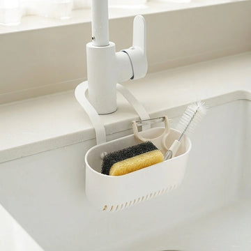 Plastic Kitchen Sink Drainer Basket Space Saving Storage Rack For Sponges Brushes
