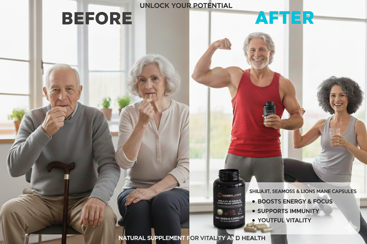 Buy Shilajit Sea Moss & Lion’s Mane Vegan Capsules – 800mg Daily Wellness Formula (60 Capsules)