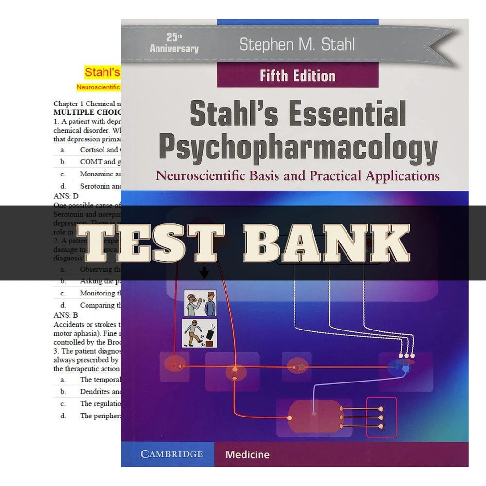 Stahl's Essential Psychopharmacology 5th Edition by Stephen Stahl | Test Bank