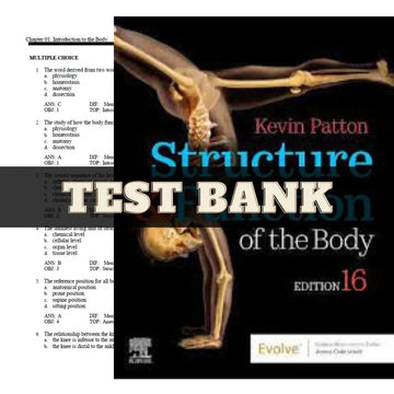 Structure & Function of the Body 16th Edition by Patton | Test Bank