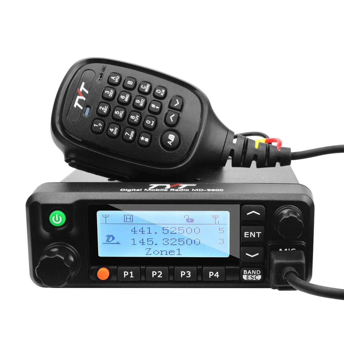 “TYT MD-9600 DMR Mobile Radio with GPS Dual Band VHF UHF 50W — vehicle-mounted long-range walkie talkie