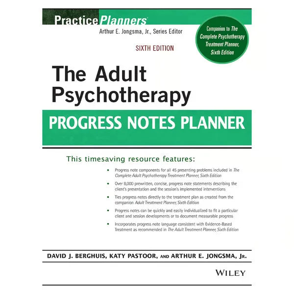 The Adult Psychotherapy Progress Notes Planner 6th Edition by Jongsma | eBook PDF