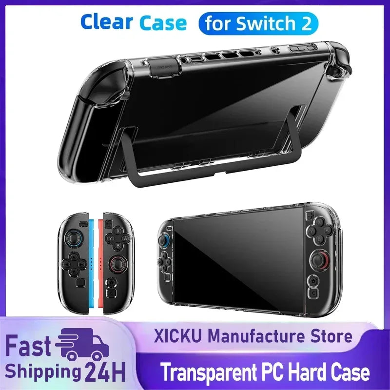 Transparent Hard PC Protective Case for Nintendo Switch 2 Joy-Con | Clear Split Shell Cover Anti-Scratch Switch 2 Accessories