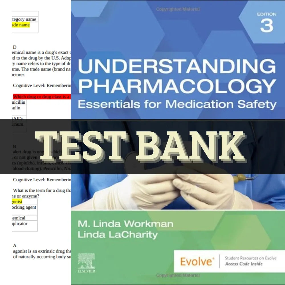 Understanding Pharmacology: Essentials for Medication Safety 3rd Edition by Workman & LaCharity | Test Bank