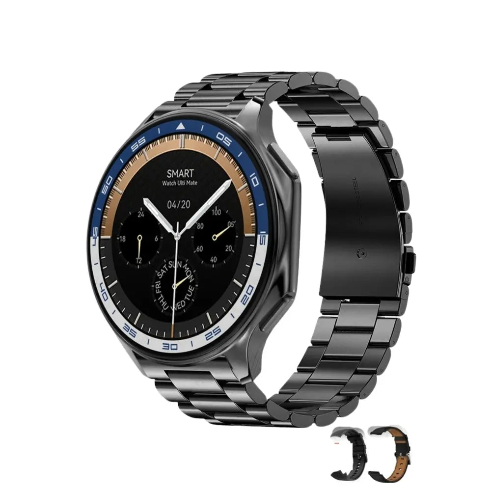 Bluetooth Call AMOLED Smartwatch for Men Waterproof black steel