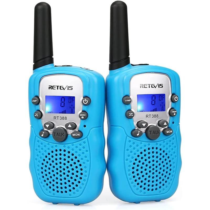 Reevis RT388 Kids Walkie Talkies, Long Range 8CH Toy Gifts, LED Flashlight, 1 Pair, Sky Blue - Audio, Birthday Communication - Dicrodelights