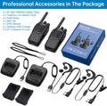 Walkie Talkies Pack of 4, Long Range 16CH Walkie Talkies with LED Light Earpieces and Rechargeable Batteries - Birthday, Audio Set - Dicrodelights