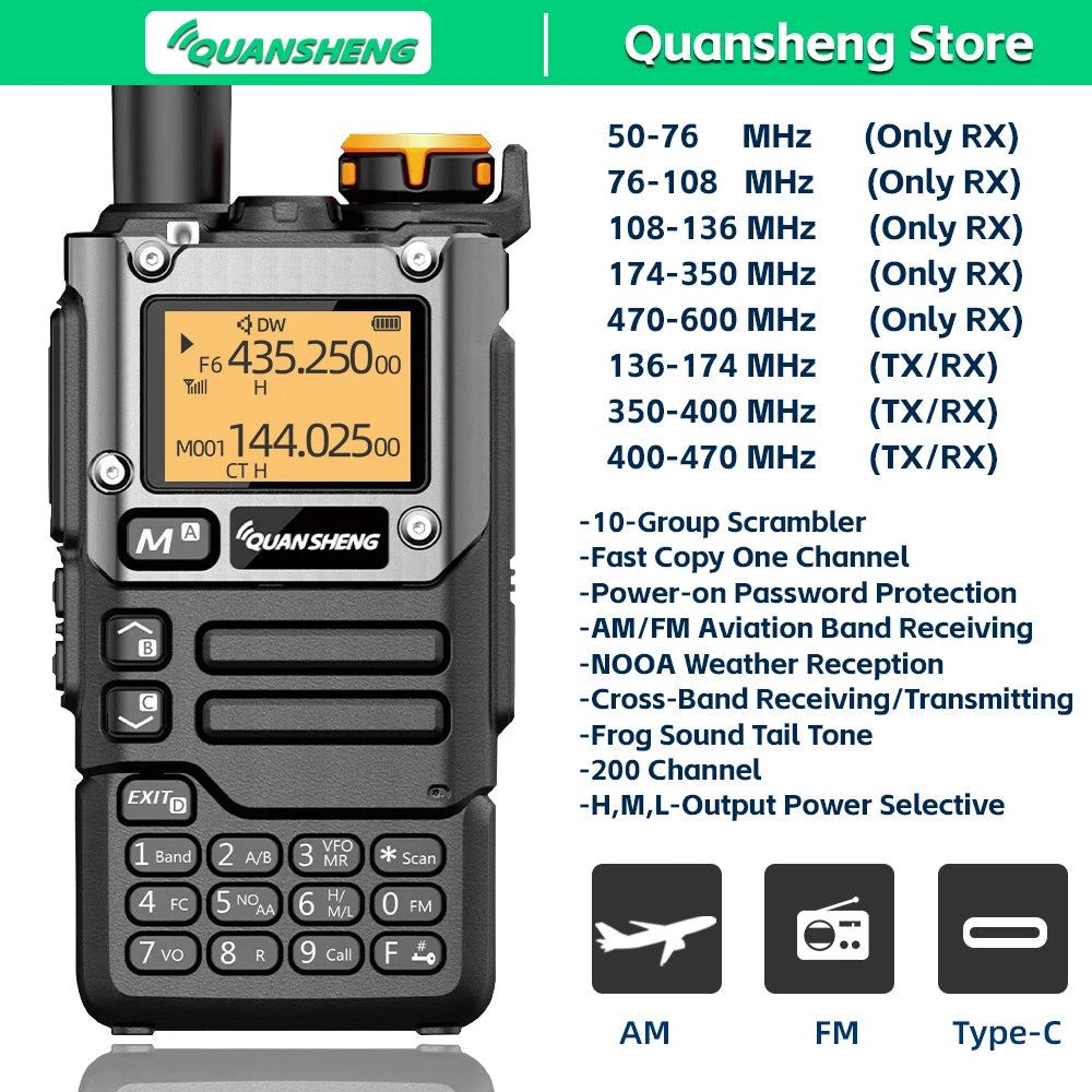 Quansheng UV-K5(8) Walkie Talkie | 8W Dual Band Ham Radio | USB-C Rechargeable Two-Way Radio UK - Dicrodelights