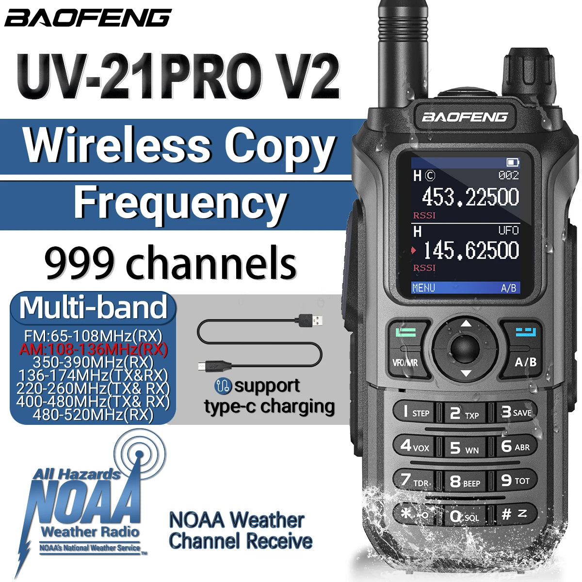 Baofeng UV-21 Pro v2 Walkie Talkie Grey - Dicrodelights