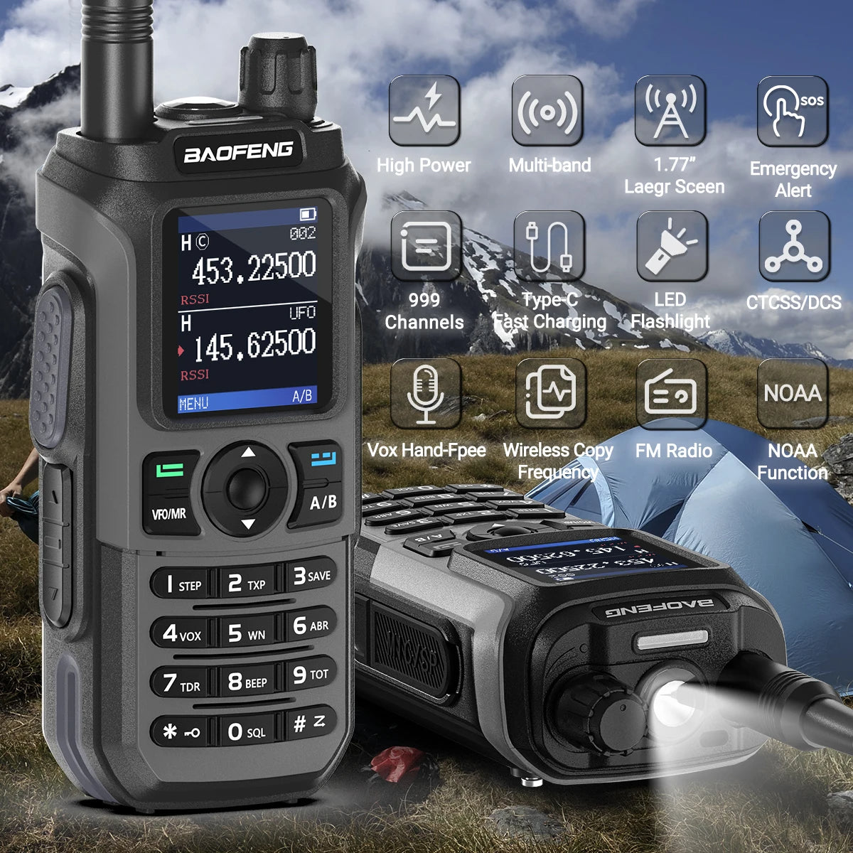 Baofeng UV-21 Pro v2 Walkie Talkie Grey - Dicrodelights