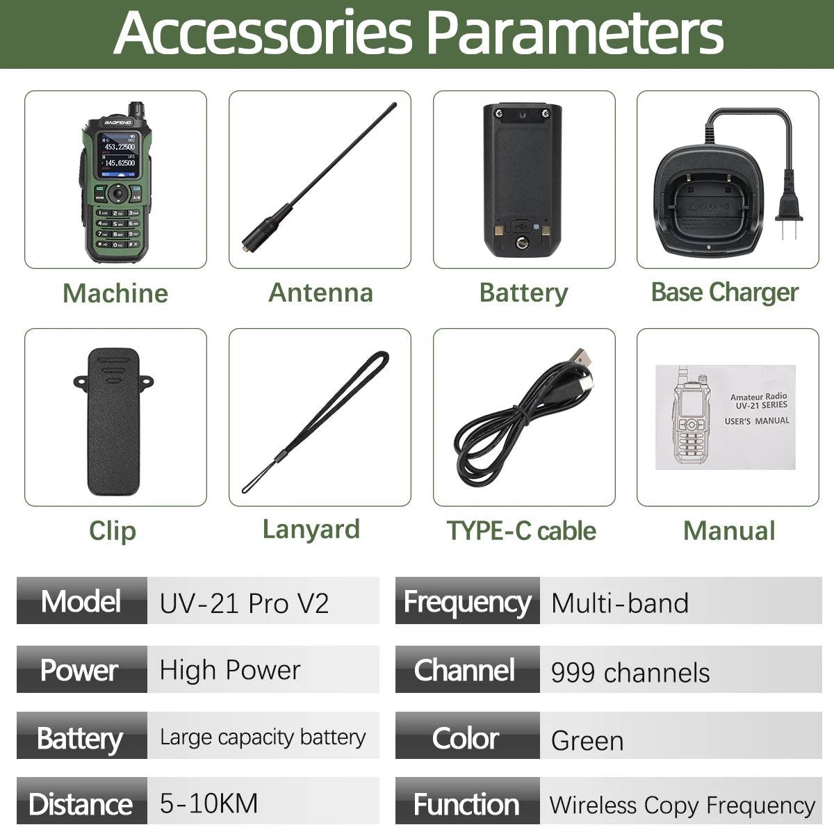 Baofeng UV-21 Pro v2 Walkie Talkie Green - Dicrodelights
