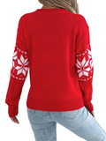 Women’s Christmas Sweater 2025 – Cozy Winter Snowflake Knitted Pullover, Contrast Color Holiday Jumper, Long Sleeve Warm Casual Top