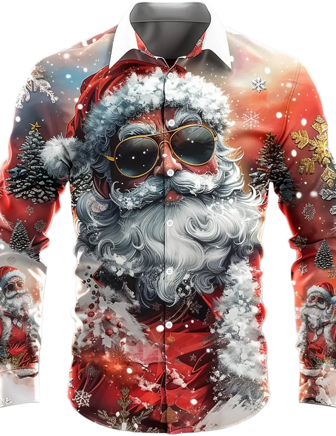2025 Christmas Santa Claus 3D Graphic Shirt for Men – Vintage Holiday Long Sleeve Casual Party Top