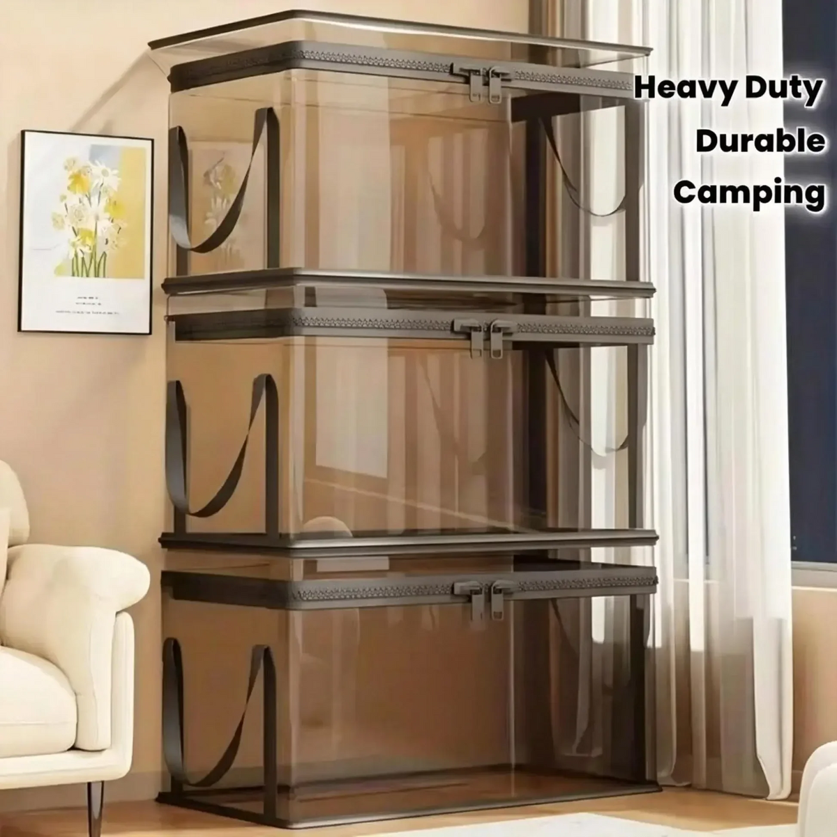 Large Storage Box with Lid – Heavy-Duty Clear Organizer